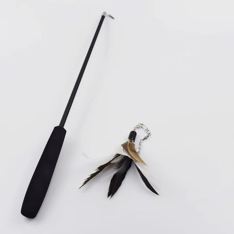 Retractable Cat Feather Wand Feather Teaser Cat Toy Stick Refill Interactive Catcher Teaser Cat Feather Funny Exercise Indoor