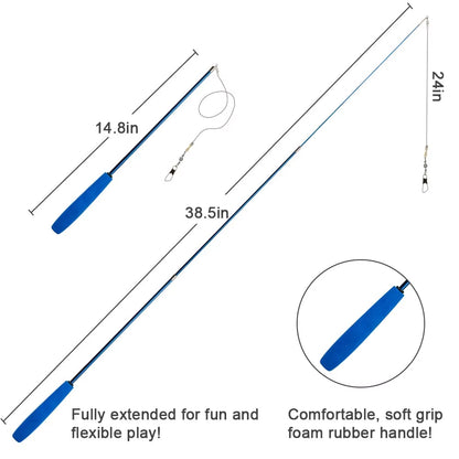 Retractable Cat Feather Wand Feather Teaser Cat Toy Stick Refill Interactive Catcher Teaser Cat Feather Funny Exercise Indoor