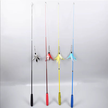 Retractable Cat Feather Wand Feather Teaser Cat Toy Stick Refill Interactive Catcher Teaser Cat Feather Funny Exercise Indoor
