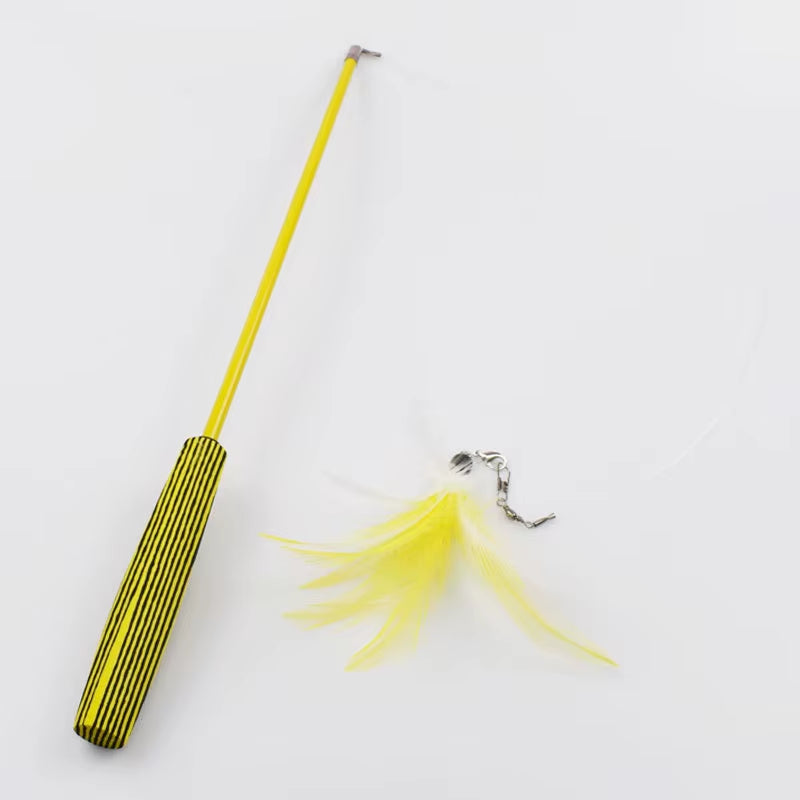 Retractable Cat Feather Wand Feather Teaser Cat Toy Stick Refill Interactive Catcher Teaser Cat Feather Funny Exercise Indoor