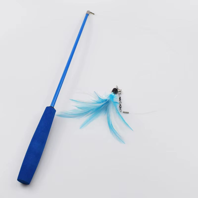 Retractable Cat Feather Wand Feather Teaser Cat Toy Stick Refill Interactive Catcher Teaser Cat Feather Funny Exercise Indoor